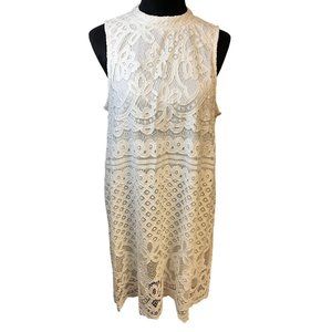 Love Fire XL‎ White Vanilla Lace Sleeveless Dress Lined Cotton/Nylon Blend